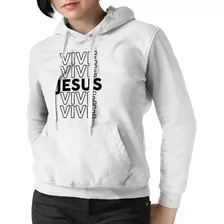 Blusa Moletom Feminino Canguru Evangélico Jesus Vive Top