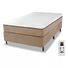 Colchão Magnético Solteiro 0,88x1,88 Massageador Cromoterapia Energia Bio Quantica Infra Vermelho Anti Germes + Cama Box