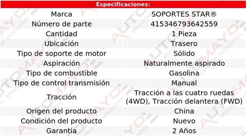 Soporte Tacn De Motor Tras Tercel 1.5l 4 Cil Std 87-88 Foto 2