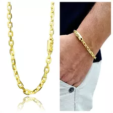 Corrente Cordão Masculino 80cm Pulseira Banhada Ouro Tk323