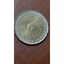 Moneda De 1 Peso Año 2016 Argentina Mal Acuñada En Su Sol...