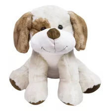 Cachorro Mancha Marrom Olho Sorrindo Sentado 30 Cm - Pelúcia