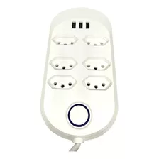 Extensão Tomada Régua 3 Usb 6 Tomadas 10a Bivolt 3 Metros Cor Branco