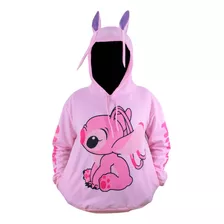 Sudadera Stitch, Personaje Animado, Serigrafiado Con Capucha