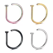 Piercing Nariz Nostril Forma D 18g 4 Plug 10mm Colores Acero