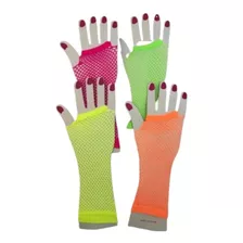 5 Guantes De Red Largos Fluor Colores Surtidos