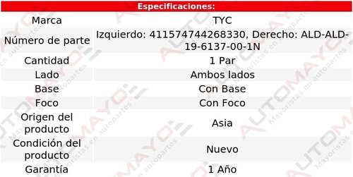 (2) Faros Niebla C/base C/foco Tyc 5 Mazda 12-15 Foto 2