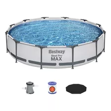 Piscina Estrutural 6.473l + Capa + Filtro 110v/220v Bestway Cor Cinza 220v