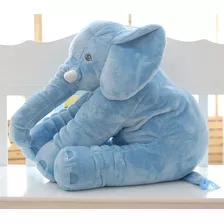 Almofada Elefante Pelúcia 60cm Cinza Bebê Antialérgico Cor Azul