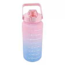 Botella Jumbo Bicolor Degradado Para Agua Con Asa 2 Litros Color Rosa Con Azul