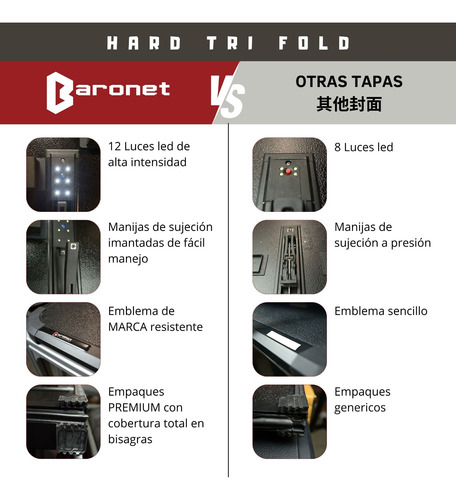 Tapa Cubre Batea Hard 3 Fold 2 Nissan Np300 2021+ Doble Cab. Foto 4