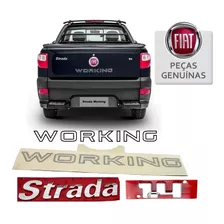 Emblema Traseiro Strada + 1.4 Adesivo Working Original Fiat