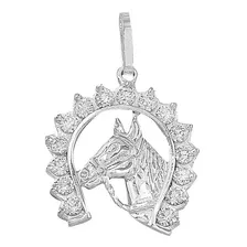 Dije Herradura Con Caballo Con Cadena Plata .925 - 2246