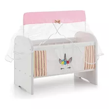 Berço Para Boneca Ninar Luxo Unicórnio Rosa - Sonno Baby