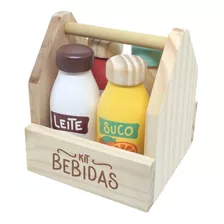 Brinquedo Educativo Montessori Kit Bebidas 5 Peças Mdf