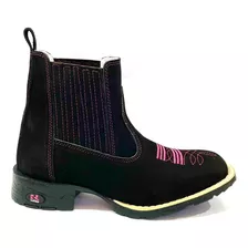 Bota Botina Country Feminina Texana Cano Curto Couro Rr Bota