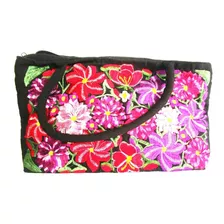 Bolsa Chica Artesanía Mexicana De Tela Bordado Floral