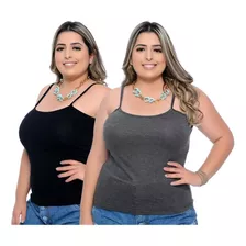 2 Regatas De Alça - Plus Size - Atacado - Blusa De Alcinha