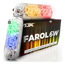 Par Farol Led Strobo Rgb 6w Som Auto Caixa Bob 8 Cores Luz