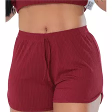 5 Short Shortinho Canelado Feminino Moda Blogueira Soltinho 