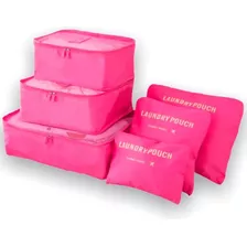 Kit Bolsas De Armazenamento Organizador Para Viagem 6 Pçs Cor Pink