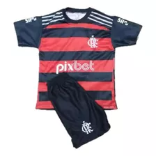 Kit Conjunto Infantil E Juvenil De Futebol Time Flamengo