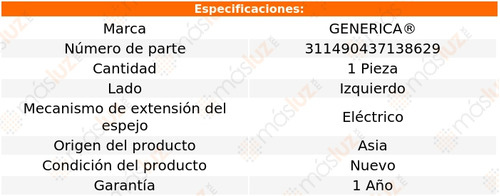 1- Espejo Izquierdo Elect Nissan Tiida 2007/2018 Genrica Foto 2