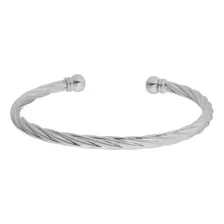 Bracelete Lih Folheado Em Ródio Branco Tubo Torcido Piuka Comprimento 6 Cm Cor Prateado Diâmetro 6 Cm