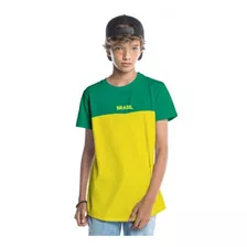 Camiseta Juvenil Yellowl Brasil Meia Malha Y3091