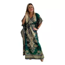Vestido Kaftan Indiano Longo Estampado Plus Size - Cod. 1506