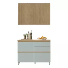 Cozinha Modulada 100% Mdf 2 Peças Nesher Rainha Marrom Verde