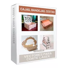 Pack De Vectores Corte Láser De Bandejas Cajas Cestas