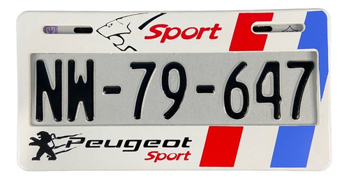 Par De Portaplacas Peugeot Sport Blanco Tipo Europeo Ancho S Foto 3