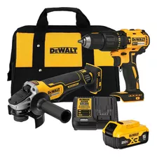 Kit Dewalt Taladro Percutor Amoladora Bateria Bolso Brushles Color Amarillo Frecuencia 50hz