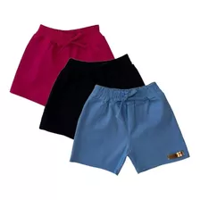 Short Feminino Infantil Atacado Shortinho Combo 3 Pçs Oferta