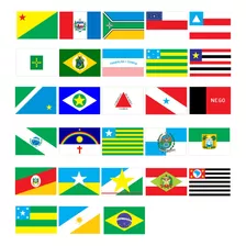 Adesivos Bandeira Estados Brasileiros 9 X 6 Cm 27 Unidades