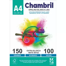 Opalina Cartulina Chambril A4 De 150 Grs Paquete X 100 Hojas