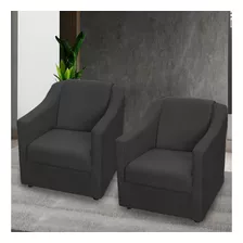 Kit 2 Poltronas Decorativas Consultório Recepção Sala Cores Cor Preto Desenho Do Tecido Suede