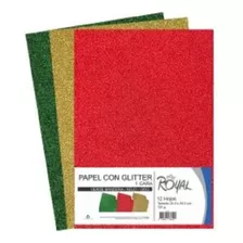 Papel Diamantado Glitter 24.5x34.5cm 120gms Combina 12hojas