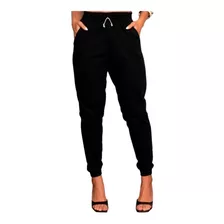 Calça Com Elastano De Sarja Feminina Jogger Com Bolsos Moda