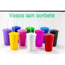 Vasos Plastico Con Tapa Y Sorbete 275 Cc .pack X 15