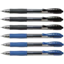 Caneta Pilot Gel G-2 - 0,7 Azul E Preta - 6 Unidades