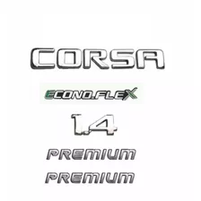 Kit Emblema Chevrolet Corsa + Econoflex + 1.4 + 2 Premium