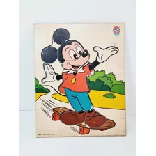 Antigo Quebra Cabeça Madeira Boneco Mickey Mouse- Estrela 