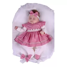 Saída De Maternidade Menina Rose Alice 04 Peças Vermelho