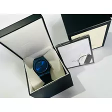 Belleza De Reloj Gucci De Caballero Azul Con Todo Su Full Se