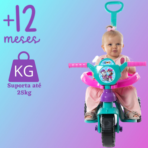 Triciclo Infantil Com Haste de Empurrar Motoca Bebe Tico Tico Menino Magic  Toys Suporta até 24kg