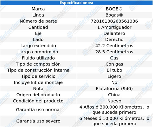 Amortiguador Gas Del Derecho Giulietta 12 Al 15 Boge Bogas Foto 2