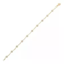 Pulseira Infantil Elo Português Com Zircônias Ouro 18k *