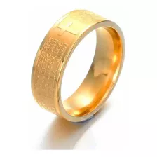 Anillo Oro Laminado De 18k Padre Nuestro Tallado Grabado